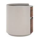 Italian Retro Double Storage Round Side Table, Gray Brown MDF with Tempered Glass Top, Compact Size