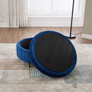 31.5'W Upholstered Round Ottoman With Reversible Lid, Velvet Storage Stool, Channel Tufted Pumpkin-shape Footstool for Living room, Bedroom and Office, Navy