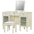 Multi-Functional 2-in-1 Vanity Desk with Flip-Top Mirror, White Oak, MDF Material, 46.5-Inch