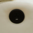 White Power Recliner Sofa With LED Lighting USB Charging
