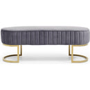 Bench Bedroom Bench, Velvet Oval Upholstered End of Bed Bench with Golden Metal Legs, 48" Modern Storage Ottoman Bench for BedroomLiving Room, Entryway Window, Grey