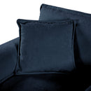 Oversized Deep Seat Sectional Cloud Sofa Sleeper with 3 Ottomans & Soft Pillows, Modular Couch Bed, Blue Chenille, 109.45 Inches