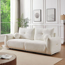 Lamb's wool 2-seater cushion sofa 90" comfortable sofa for living room Bedroom and other casual spaces Lamb's wool sofa with 2 cushions and 2 ball pillows. (BEIGE)two sets