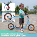 Youth Scooter Kick Scooter for Kids 6+ with Adjustable Handlebar, 12 Inch Inflatable Wheels, Widened non-slip Footboard