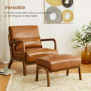 Leatherette Padded Ottoman Footrest Yellowish Brown