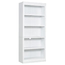 83.4' Tall Wood Bookcase with light strip,5-Tier Decor Bookshelves with Adjustable Shelves,Storage Organizer for CDs/Books,Free Standing Storage Shelves for Living Room,Home Office,White