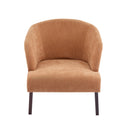 Modern Accent Chair with Round Back & Wooden Legs - Mid-Century Inspired Lounge Chair for Living Room, Bedroom, or Office - Soft Fabric Upholstery