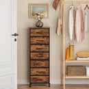 Tall Dresser With Seven Fabric Drawers In Woodgrain Finish