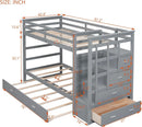 Natural Gray Twin Bunk Bed With Trundle And Stairs