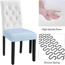 Tufted Leather Dining Chairs Set of 2 White Wood Legs