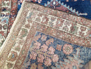 Blue Vintage Persian Hamadan Rug, Wool, Hand-Knotted, 4x6 ft