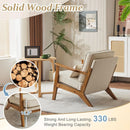 Beige Linen Upholstered Accent Chair Wide Armrests