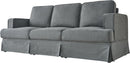 89 Inch Slipcovered Linen Grey Sofa 3 Seater Couch