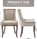 Modern Dining Chairs Set of 4 Beige Upholstery and Wood Legs