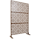 Outdoor & Indoor Privacy Screen Metal Privacy Screen 76' H×48' W, Freestanding Decorative Privacy Screen for Deck Balcony Patio, Privacy Fence Panels for Outside Lawn Garden PS106 BROWN