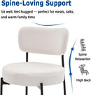 White Boucle Upholstered Dining Chairs With Cushions