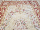 Aubusson Rug 6x9, Elegant Flatweave Rug, Aubusson Savonnerie 6 x 9 Flatweave Area Rug, Cream and Red, Wool Hand Woven Carpet, Medium Size