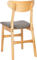 Dining Chair Set Of 2 With Grey Cushions And Natural Wood