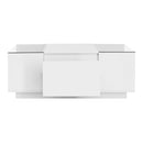 U-Can Led Coffee Table, Modern Center Table with High-Gloss Finish and Glass Tabletop, Coffee Table with Open Storage Compartment and 2 Hidden Drawers  for Living Room