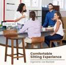 24.5 Inch Counter Height Farmhouse Wooden Bar Stool Set Of 2 With Brown Footrest And Low Back