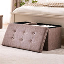 Oak Brown 30-Inch Foldable Storage Ottoman Bench