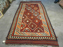 5' X 10' Antique Turkish Kilim Handmade Flat Weave Wool Rug Red Colorful Veg Dye Bohemian Boho Chic Tribal Style And Design