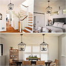 4 Light Black Lantern Chandelier With Adjustable Height