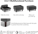 Iron Gray Chenille Reinforced Storage Ottoman Tray