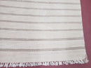 New Striped Turkish Kilim Area Rug 4x6 ft, Hand-Knotted, Wool, Light Gray, Earth Tone Decor, Flatweave Kilim, Two Toned Rug, Southwestern