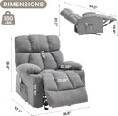 Massage Rocker Recliner Chair With Heat And Vibration Grey