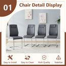Table and chair set.63'x31.5x30' Luxurious Snow Mountain Patterned Sintered Stone Table with Silver Metal Butterfly Legs.Paried With 6 Dark Gray High-quality PU Chairs With Arched Metal Legs.
