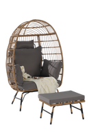 Wicker Egg Chair,Rattan Egg Chair Indoor Outdoor,Oversized Large Egg Chairs 600lbs with Ottoman and Thick Cushions for Porch, Backyard, Balcony