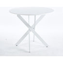 Dining Table with cross metal leg and MDF top,Modern Space Saving Kitchen Table for Living Room,WHITE legs,ROUND TABLE,90x90x75cm