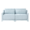 Elegant Two-Seater Chenille Fabric Sofa with Ergonomic Design and Lumbar Pillows in Sky Blue