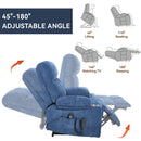 Blue Dual Motor Infinite Position Up to 350 LBS Chenille Power Lift Recliner Chair, Heavy Duty Motion Mechanism with 8-Point Vibration Massage and Lumbar Heating, Dual Cup Holders