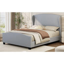 Full Size 51' High Headboard Wingback Linen Upholstered Bed No Box Spring Needed, Gray