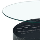 Modern Marble Pattern Double Layer Coffee Table - Versatile Design with Tempered Glass and MDF Base