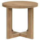 Kessler 2-piece Round Sculptural Wood Coffee Table Set Light Oak