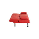 67-inch Red Leather Multifunctional Double Folding Sofa Bed with Coffee Table for Office Use