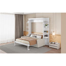 Queen Size Murphy Bed Wall Bed with Sofa,White