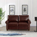 3 Piece Faux Leather Sofa Set With Storage In Burgundy Mid Century Modern Living Room