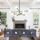 Eight Light Modern Sputnik Chandelier Black And Gold