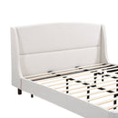 King Size Bed Frame Upholstered Platform Bed with Wingback Headboard,Beige