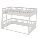 Full XL over Queen Bunk Bed with Ladder and Guardrails, White