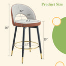 Modern Brown and Light Gray Spliced PU Upholstered Rotatable Bar Chair with Black Metal Legs for Dining Room and Kitchen. Set of 2