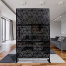 Outdoor & Indoor Privacy Screen Metal Privacy Screen 76' H×48' W, Freestanding Decorative Privacy Screen for Deck Balcony Patio, Privacy Fence Panels for Outside Lawn Garden PS116 BLACK
