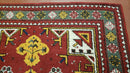 Colorful Moroccan Heriz Rug 6x9, Large Central Medallion, Red Yellow Blue
