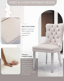 Velvet Dining Chairs Set Of 2 Beige Tufted Upholstered