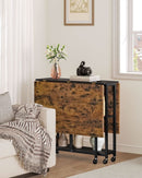 Rustic Brown Expandable Folding Dining Table With 6 Wheels