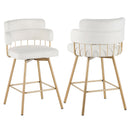 26' Counter Height Bar Stools Set of 2, 180° Swivel Upholstered Barstools with Backs and Metal Legs, Bar Stools for Kitchen Island, Cafe, Pub,